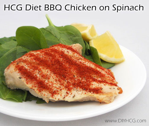 BBQ'ed Spiced Chicken serving on Spinach - Do-It-Yourself HCG