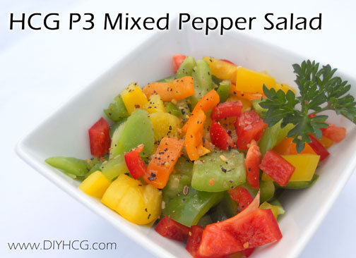 Eating veggies has never been as yummy for phase 3 of the HCG diet! This mixed pepper salad makes the perfect carb-free, sugar-free side while on HCG P3! Check it out!